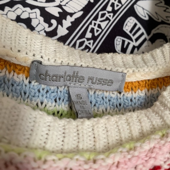 Stripped multi-color Charlotte Russe knitted crop top tank - Picture 2 of 3